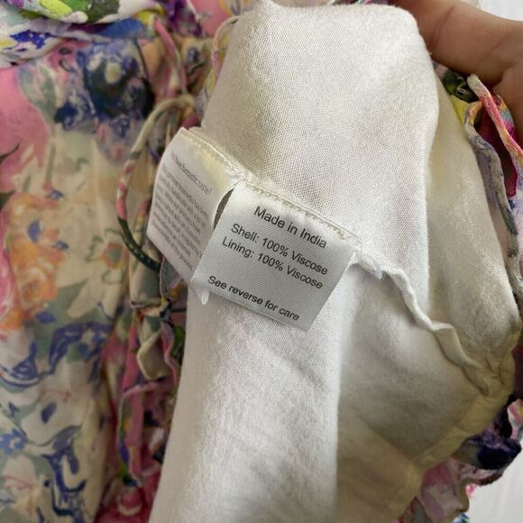 Rococo Sand NWT Pink Floral Sleeveless Mini Dress Side Tie with Tassels Small - Picture 8 of 9